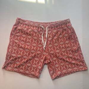 Todd Snyder New York Men's Geometric Pattern Towel Terry Drawstring Shorts XL